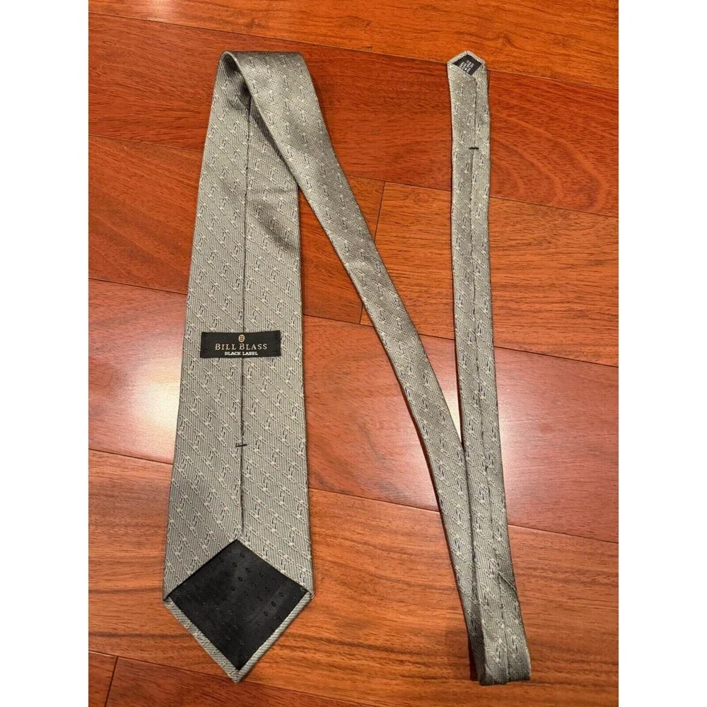 Bill Blass Tie Black Label‎ Abstract Silk Vintage Green Art Deco Design 58